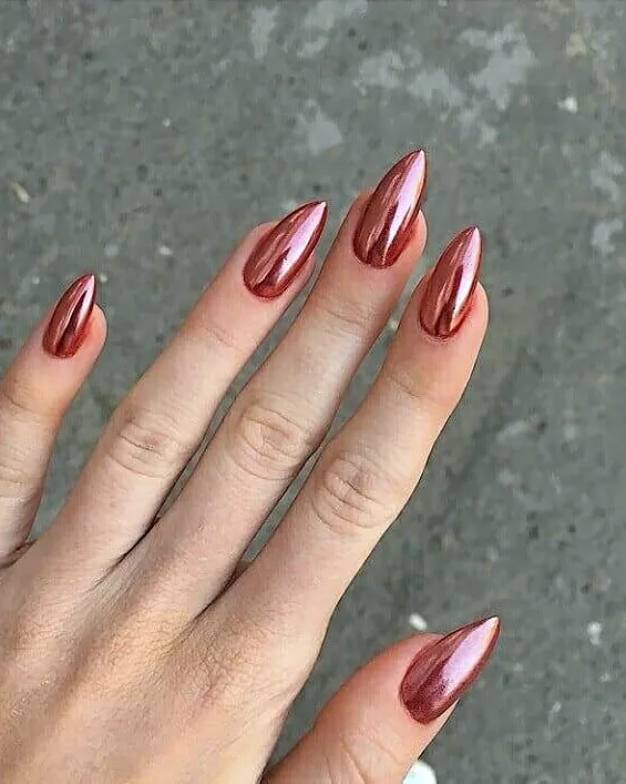 Spitze Nägel in Rosé Chrome